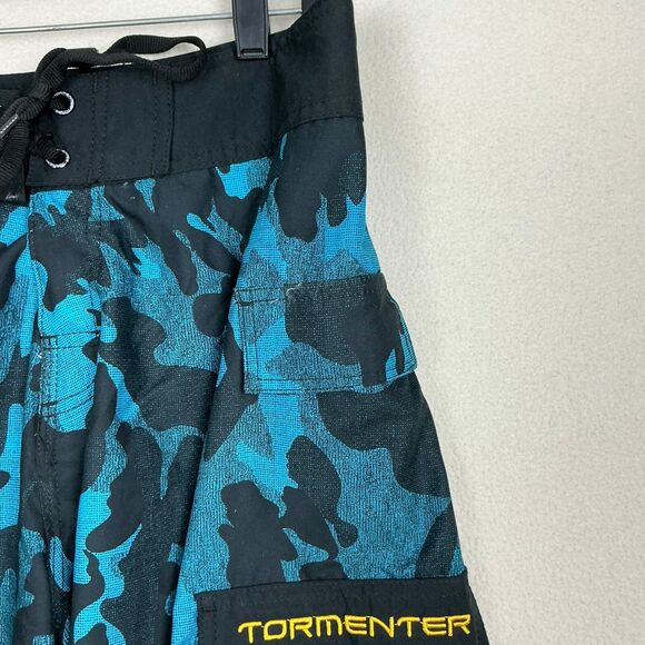 Tormenter Board Shorts Blue Camo Graphic Swim Suit Trunks Skeleton Mens Size 32 - Picture 8 of 15
